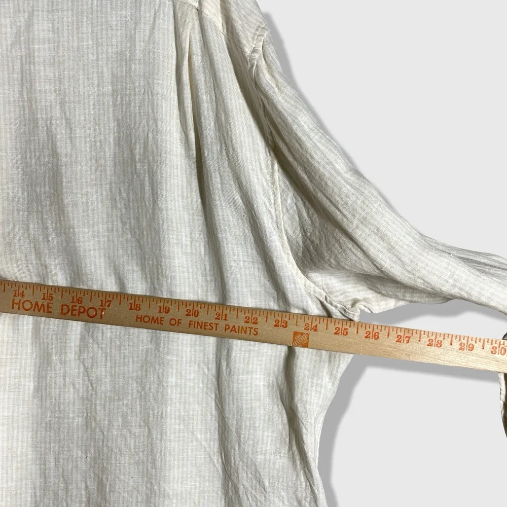 Vince Linen Button Down Shirt Mens XXL Beige Striped Coastal Minimalist